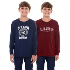 2 Camiseta Manga Longa Infantil Juvenil Menino Estampada 10 ao 16