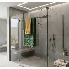 Suporte Toalha Toalheira Duplo Aço Moderno Box Sem Furo Porta Toalhas Banheiro
