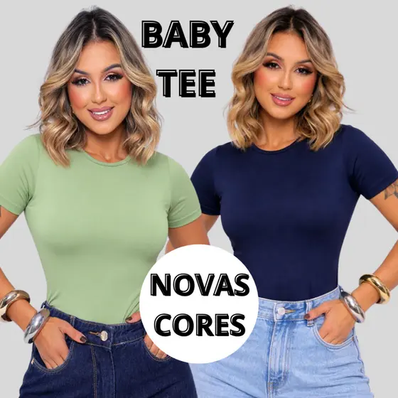 Baby Tee Manga Curta Baby Look Cores Feminina Academia Básica Blusa Suplex Tendencia Blusinhas