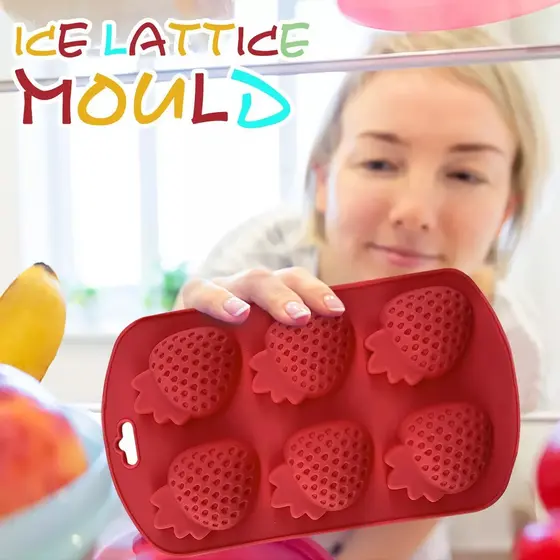 Forma De Cubo De Gelo De Fruta Molde De Silicone De Doce Morango - Consulte Cores Disponíveis.