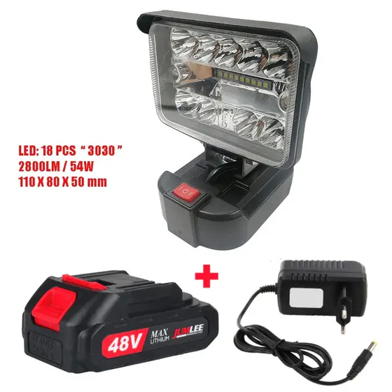 Luminária De Trabalho LED Portátil Para Makita Luz De Bateria 48V Para Reparo De Carro Emergência