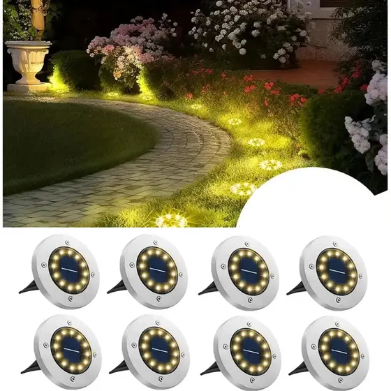 Luz Solar de 12 Led para Exterior de Lâmpada de Chão e Piso Luz de Caminho Jardim 4/12un