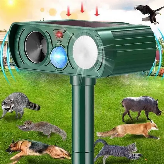 Dispositivo Ultra-Sônico De Energia Solar Espanta Animal Repelidor de Rato Gato Pombo Cobra Morcego