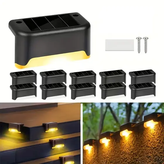 4/8 Luminária Solar De Escada e Parede a Prova Dágua Para Decoração Externa De Jardim e Muro