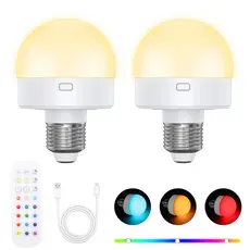 Lâmpada Recarregável RGB GTP E26/E27 com Controle Remoto – 15 Cores, LED Portátil Magnético