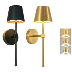 Arandela LED Recarregável Sem Fio RGB Retrô Toque | Lâmpada de Parede com Sensor Dourado / Preto