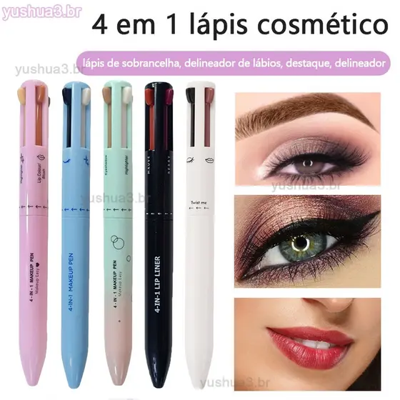 ANEMONE 4 Em 1 Caneta De Maquiagem Beleza Portátil Mulher À Prova D'água De Longa Duração Para Os Lábios