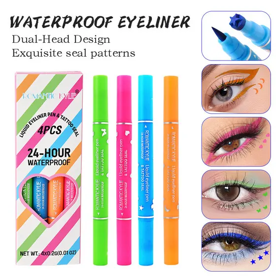 4pcs Cabeça Dupla Quatro Cores Selo Caneta Delineador Durável À Prova D'água Amor