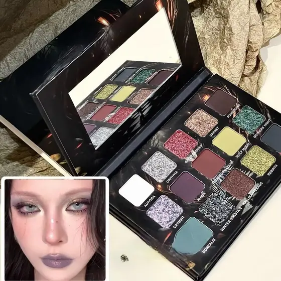 Roxo Camaleão 15 Cores Paleta De Sombras Shimmer Glitter Fosco Metálico Halloween Maquiagem Olhar