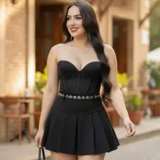 Saia Feminina Plissada Com Short Interno Zíper Moda Alfaiataria Conforto Estilo e Elegância Envio Imediato