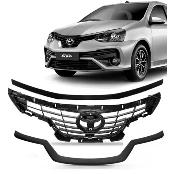 GRADE ETIOS 2017 2018 2019 2020 2021 PRETA COMPLETA MOLDURA SUPERIOR INFERIOR