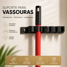 Suporte Vassoura Parede Organizador Multiuso Forte Com Parafuso Cozinha Lavanderia