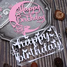 4 Estilos De Cortes De Feliz Aniversário De Metal Die Cuts for Scrapbooking , Estêncil De Estampagem Artesanal De Bricolagem