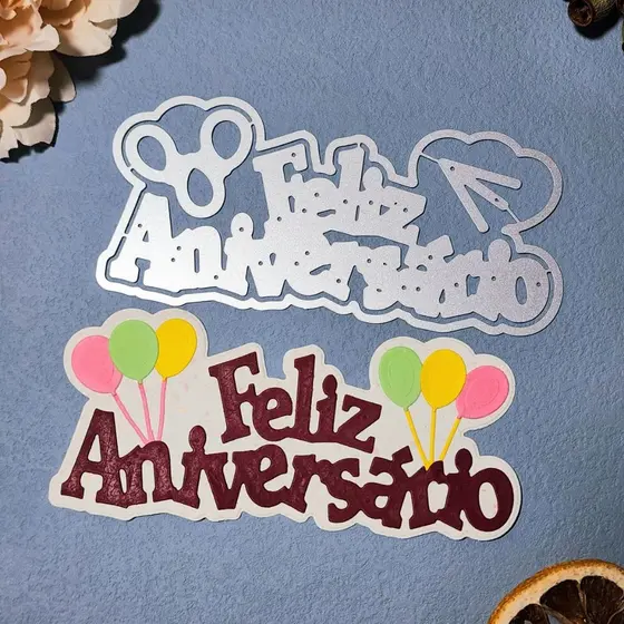 Novo Design Cortes De Feliz Aniversário Em Metal De Dupla Camada Para Raspagem , Artesanato De Bricolagem Stencil