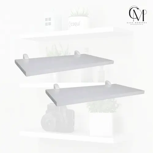 Prateleiras MDF Kit com 2 peças 60x20 Branco e Preto 15mm com KIT suporte de fixação