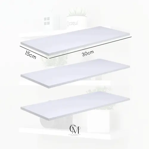Prateleiras MDF Kit com 3 Peças 30x15 várias cores decoração multiuso