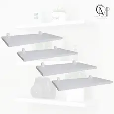 Prateleiras MDF Kit com 4 peças Branco e Preto 40x20 15mm com KIT suporte de fixação