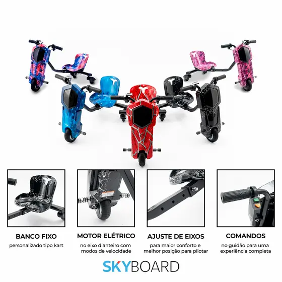 Triciclo Infantil Elétrico Drift  com Bluetooth MP3 com Bandeirinha De Alta Potência Três Velocidades Ajustáveis