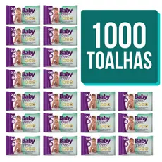 Caixa com 20 Lenços/Toalhas Umedecidas Baby Free c/ 50 Unidades Cada