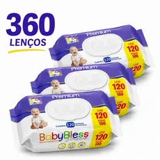 Kit 03 pacotes de Toalhas Umedecidas BabyBless Premium c/120