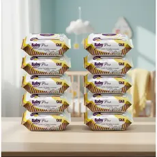 Caixa com 10 Lenços/Toalhas Umedecidas Baby Free Plus c/ 120 Unidades Cada – Sem Tampa FlipTop