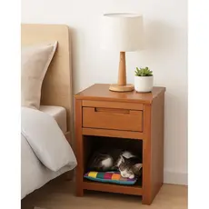 Mesa de Cabeceira Gaveta 1 Nicho Madeira Maciça Madma Marrom Garapa 1