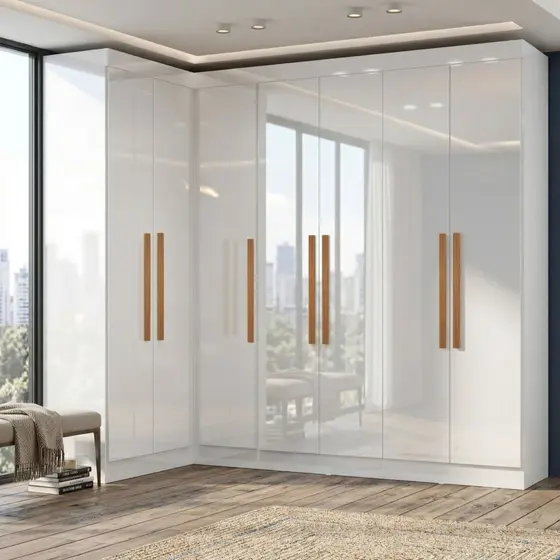 Guarda-roupa de Canto Modulado 7 Portas Paris Branco
