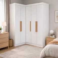 Guarda-roupa Modulado de Canto 5 Portas Paris Branco