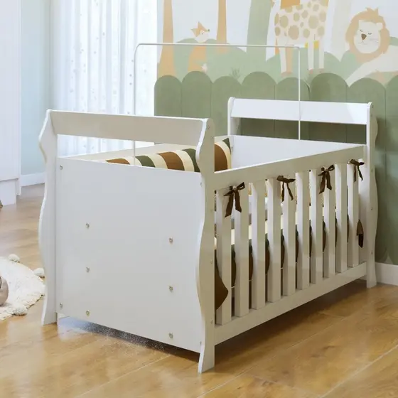 Berço 3 em 1 com Regulagem de Altura 100% Mdf Star Branco