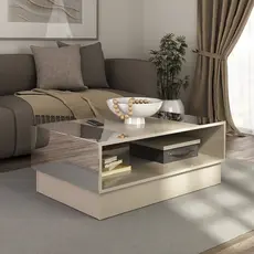Mesa de Centro com Espelhos Detroit Bege Off White Off White