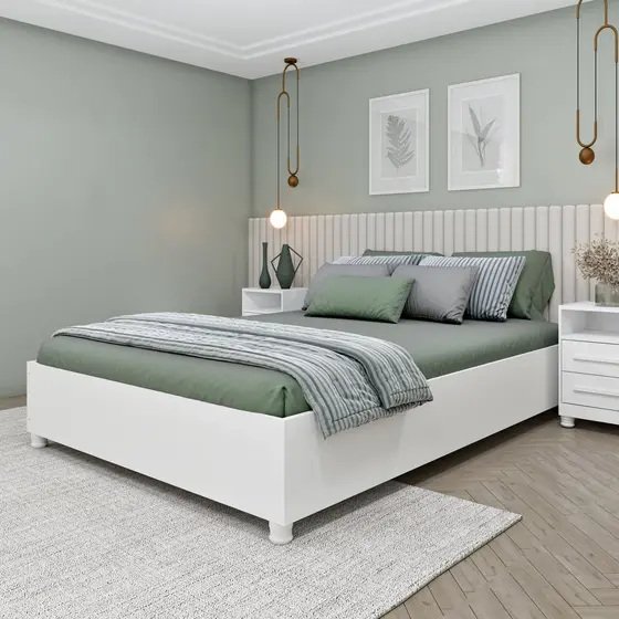 Cama Casal em MDP 193cm x 144cm Mônaco   Neve