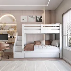 Beliche Infantil/Juvenil 2 Gavetões e Escada com 4 Nichos Star Plus Casatema Branco