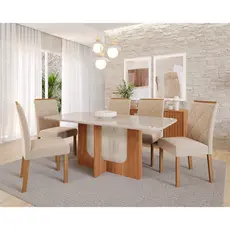 Sala de Jantar Louise 180cm com 06 Cadeiras Fernanda Wood