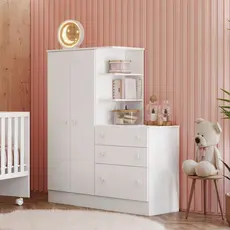 Guarda-Roupa com Cômoda 3 Gavetas Doce Sonho Branco Branco