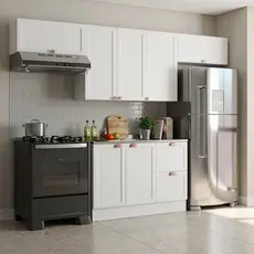 Cozinha Modulada 4 Peças 7 Portas 2 Gavetas com Balcão para Pia Unna Yescasa Branco Não