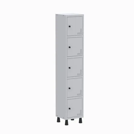 Armário Locker Guarda Volume Aço Light 5 Portas 34,5x179,5cm Cinza