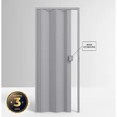Porta Sanfonada de Pvc 210x97cm Permatti Cinza Liso