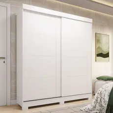 Guarda Roupa Casal 160cm 2 Portas de Correr 100% MDF Boldina Espresso Móveis Branco