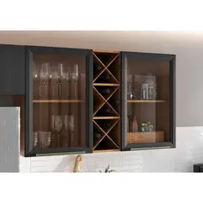 Armário Aéreo 2 Portas 2 Prateleiras Favorita Cinamomo/Preto