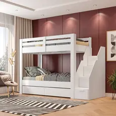 Beliche Solteiro Adulto com 2 Gavetões e 4 Nichos Star Plus Casatema MadeiraOriginals Branco