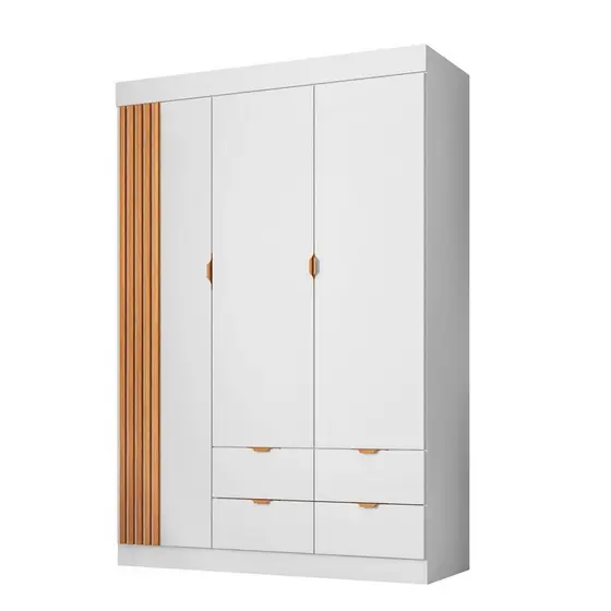 Guarda-Roupa Infantil 100% MDF 3 Portas e 4 Gavetas Ayla Branco Branco