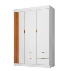 Guarda-Roupa Infantil 100% MDF 3 Portas e 4 Gavetas Ayla Branco Branco