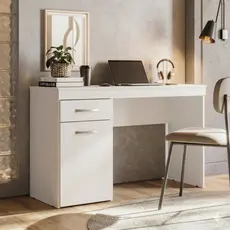 Escrivaninha Mesa Escritório Vitória 1 Gaveta 1 Porta 120cm Branco Branco
