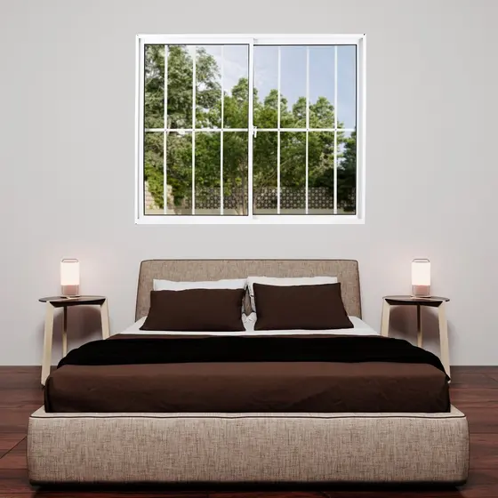 Janela de Alumínio de Correr 100x120cm 2 Folhas com Grade e Vidro Liso Linha Soft Mgm Branco 100cm x 120cm