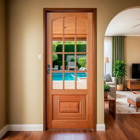 Folha de Porta Maciça em Eucalipto acabamento Natural 210x80cm PM12 Nipônica Cruzeiro Portas 210cm x 80cm