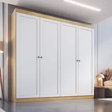 Guarda-Roupa Casal 4 Portas 2 Gavetas Americano/Provençal Ele e Ela Europa Savana/Branco