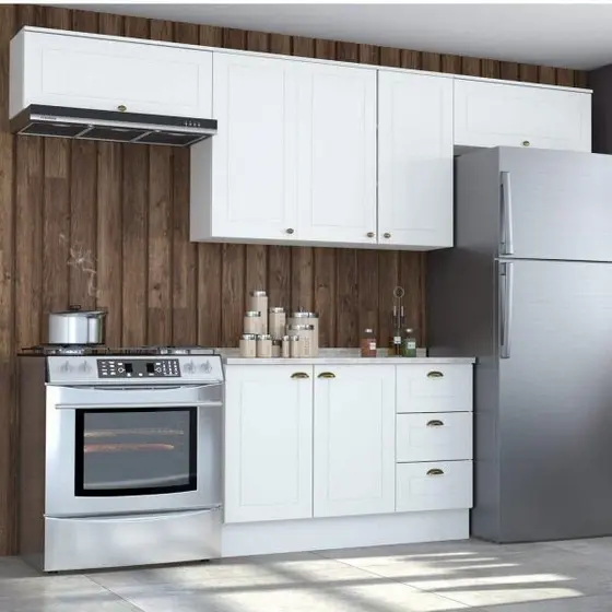 Cozinha Compacta 4 Peças com Duplo Aéreo Emily Espresso Móveis Branco HP/Calcare