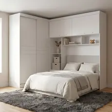 Guarda Roupa Casal Modulado com Cabeceira 6 Portas 5 Gavetas Florença Branco Branco