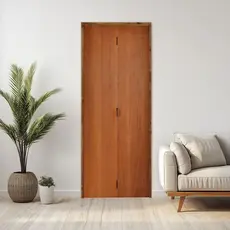 Kit Porta de Madeira Camarão 210x72cm Batente 14cm Imbuia Rodam Abertura Esquerda