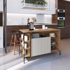 Mesa Bancada Gourmet Estilo Industrial 131cm com Armario 2 Portas Arenas